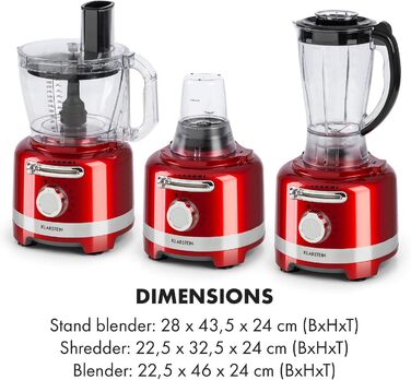 Багатофункціональний блендер Підставка Міксер Подрібнювач Кухонна терка Соковижималка Кухонний комбайн, 1000 Вт, Безступінчастий, 6 режимів, без BPA, 3 літри, 3 л мірний стакан, лопатка, червоний