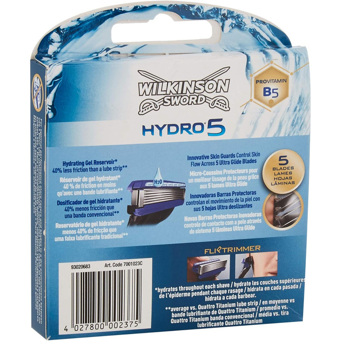 Бритвені леза Wilkinson Sword Hydro 5, для чоловіків Бритва, 8 шт.