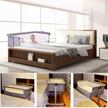 Дитячі ліжка, приліжкове ліжечко, дитяче ліжко, з москітними сітками та колесами Jw775