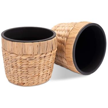 Набір з 2 круглих плетених квіткових горщиків з морської трави Decorasian з міцними пластиковими вставками для посадки - горщик для рослин - 2 x 20 см -