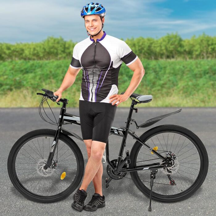 Дюймовий складний велосипед - легкий складний гірський велосипед для дорослих з передніми та задніми дисковими гальмами та 21-швидкісною коробкою передач, 26-