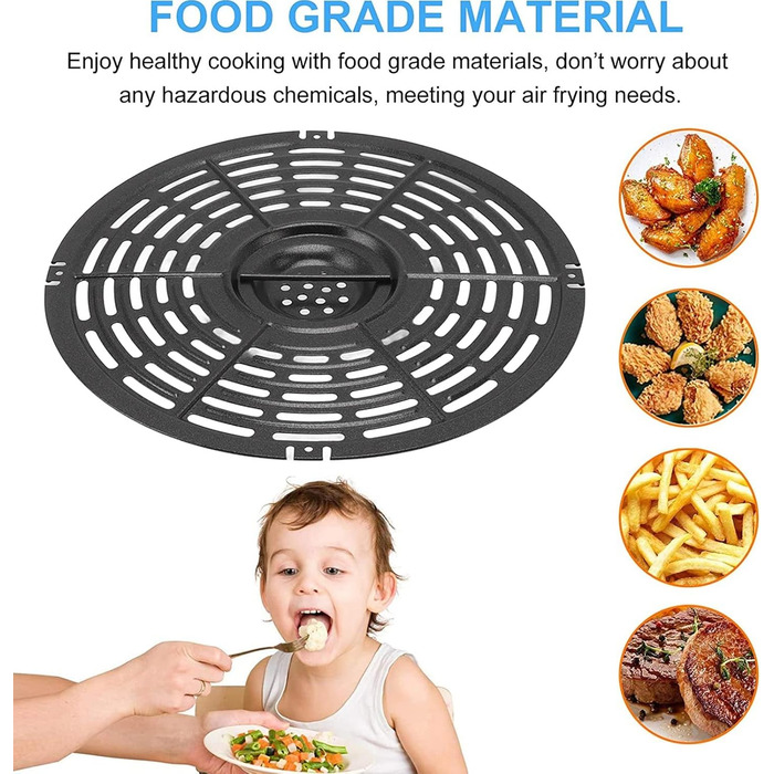 Змінна сковорода-гриль для фритюрниці, кругла, термостійка, з антипригарним покриттям, для фритюрниці, полиця, кошик, пластина для гриля, деко для хрустких продуктів, запасна частина Аксесуари для (22 см)