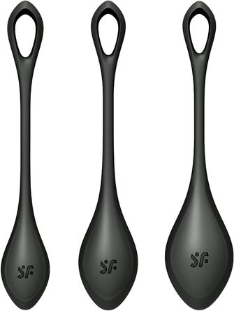 Кульки для сексу Satisfyer Yoni Power 2 Love Balls Набір із 3 силіконових кульок Кегеля для жінок 22-73 г та 2-3 см Для початківців та досвідчених Силікон медичного класу Секс-іграшка чорного кольору