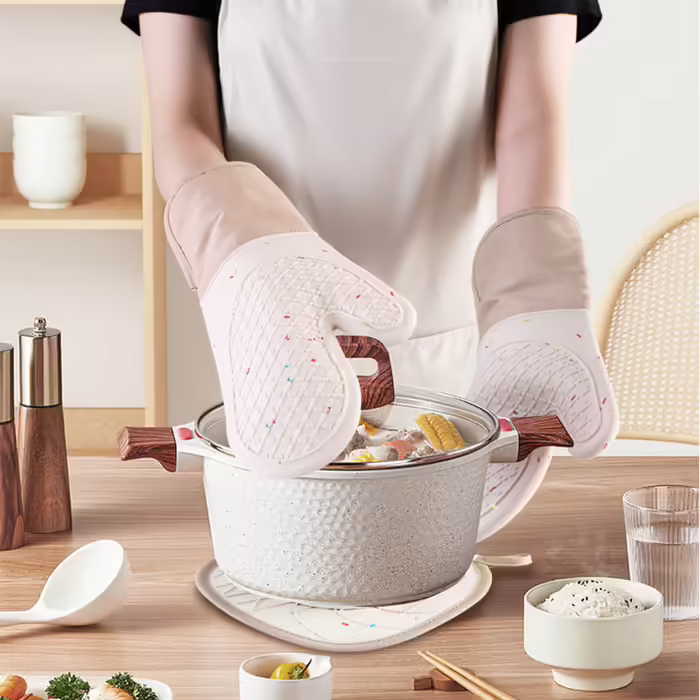 Кухонна рукавичка для духовки Vialex з підставкою для каструлі, набір 2 предмети, бежевий