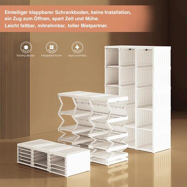 Біла шафа, складна шафа для зберігання речей з вішалкою для одягу, багатофункціональна шафа для спальні, вітальні, квартири, дуже легке складання (170x50x69см)
