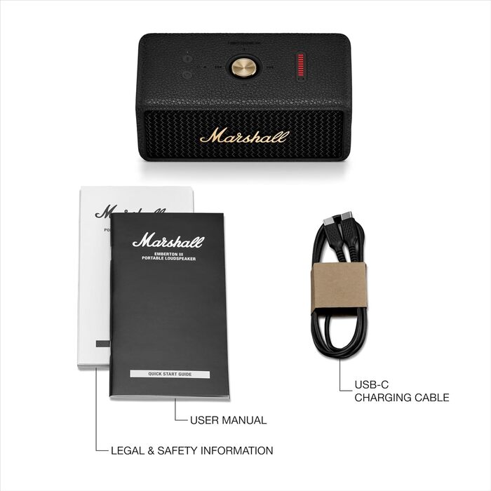 Портативна Bluetooth-колонка Marshall Emberton III, бездротова, пило- та водонепроникна, IP67, понад 32 години роботи в режимі від