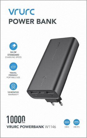 Швидка зарядка, 10000mAh Power Bank Socket AC Зовнішня батарея USB C PD QC3.0 Портативний зарядний пристрій Складаний адаптер живлення Сумісний з iPhone Samsung Huawei Смартфон, 22.5W