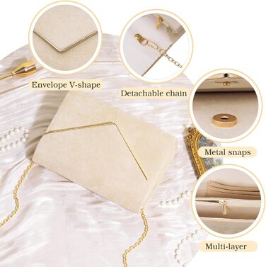 Оксамитовий клатч Larcenciel, елегантна замшева сумочка з ланцюжком, модна вечірня сумка-конверт для весілля, вечірки, банкету, абрикосовий оксамит