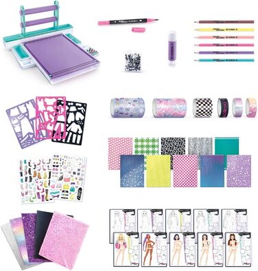 Стиль для всіх - Планшет для дизайнера одягу - Набір для творчого малювання та рукоділля для дітей віком від 6 років - Повний кейс для студії дизайну одягу з тканинами, трафаретами та наклейками - Студія дизайнера одягу OFG 276