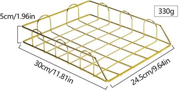 Лоток для листів, 4 шт. Металевий лоток для листів Штабельований лоток для документів формату A4 Лоток для зберігання паперу Письмовий стіл для домашньої школи, офіс (золото)