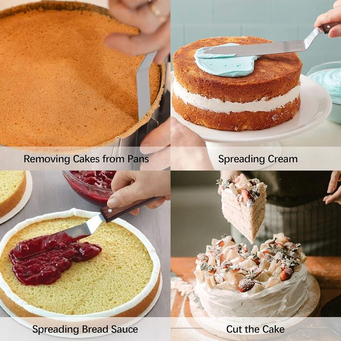 Кутова піддон, 4 шт. Кутові піддони для торта Набір малих і довгих розкиданих піддонів з нержавіючої сталі, професійний ніж для то