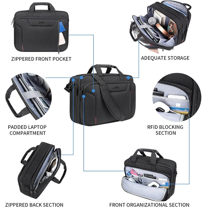 Сумка для ноутбука Сумка для ноутбука для ноутбука до 17.3 дюймів Розширювана водонепроникна сумка через плече Сумка для перенесен
