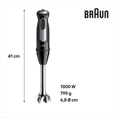 Занурювальний блендер Braun MultiQuick 5 Pro 1000 Вт з міксбекером 600 мл, чорний Модель 2025