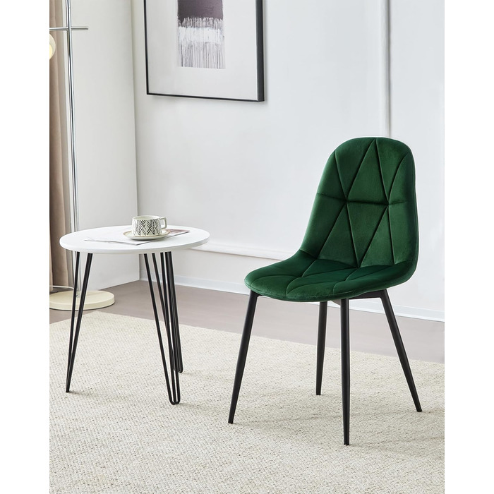 Обідні стільці Lestaraiin, комплект з 4 шт. зі спинкою, для їдальні, кухні, вітальні, м&39які кухонні стільці з оксамитовою оббивкою, виготовлені з металу, ергономічний дизайн, темно-зелений.