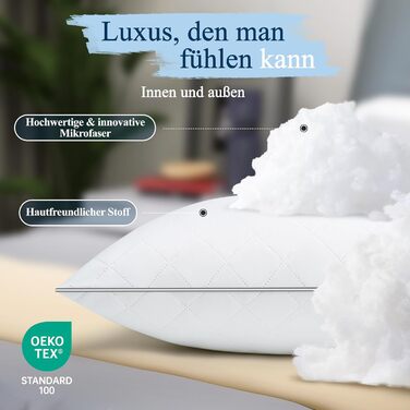 Помаранчеві хвилясті подушки 40x80, 2 шт. - подушки для сну з мікрофібри готельної якості, м&39які дихаючі подушки, сертифіковані Oeko-Tex, подушки для сну на боці та спині, 40x80x18 см