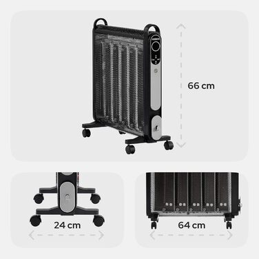 Конвекторний обігрівач Arebos Mica 2000 Вт 2 потужних рівня нагріву Регульований термостат 3D-система опалення Енергозберігаючий променевий обігрівач У комплекті пульт дистанційного керування та цифровий дисплей Тепловентиляторний обігрівач Чорний