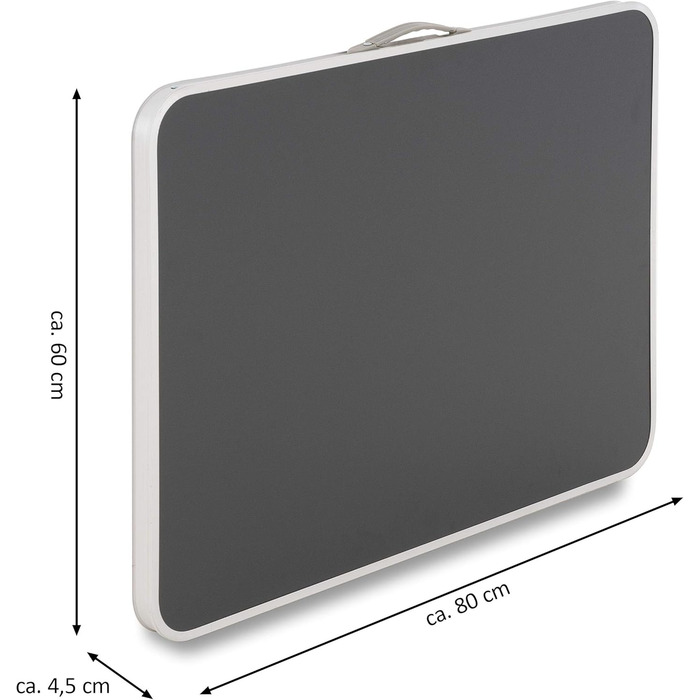 Кемпінговий стіл, вуличний стіл, сірий, складаний з ручкою для перенесення, 80x60x70 см, легкий, розкладний стіл, бічний столик, столик-валіза, кемпінговий стіл, балконний стіл