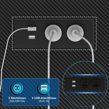 Кутовий ігровий стіл Devoko 155x100 см - світлодіодне освітлення, 2 розетки 2 USB-порти, чорний - Комп&39ютерний стіл із місцем для зберігання для геймерів та домашнього офісу 155 x 100 см, чорний