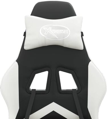 Зручне ігрове крісло з функцією масажу, штучна шкіра чорний/білий, 57,5 x 59,5 см - Для геймерів та офісної роботи Ігрове крісло Модель 349596