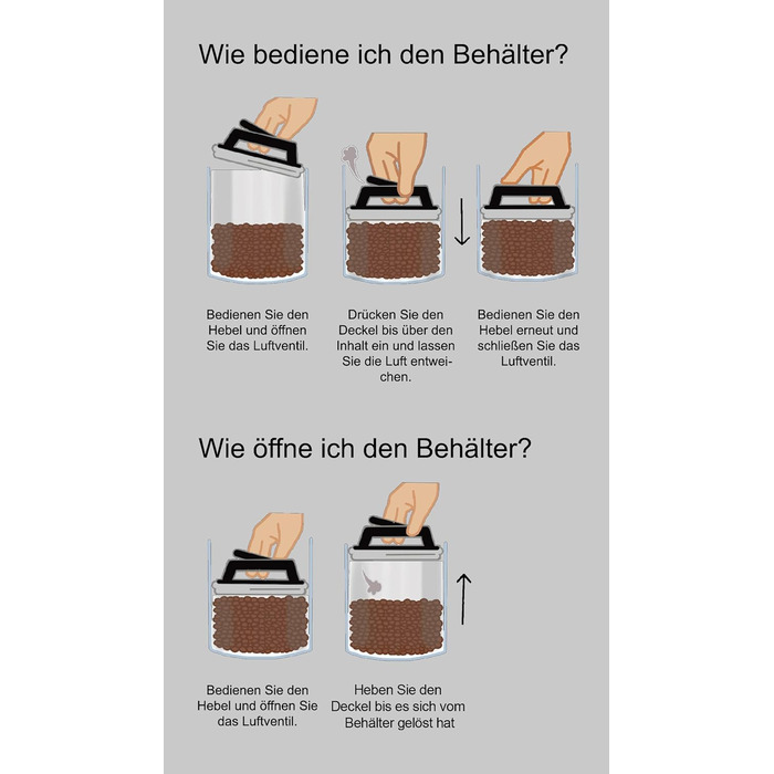 Герметичний контейнер для кави KC Kitchen & Co. для 250 г кавових зерен контейнер з нержавіючої сталі з вакуумною кришкою та ароматичною герметичністю контейнер для зберігання кави, чаю, цукру, мюслі матово-чорний (1000 мл)