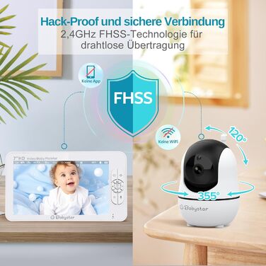 З 2 камерами 7-дюймовий 1080P розділений екран Відеоняня з вбудованим ширококутним об&39єктивом, інфрачервоним нічним баченням, дв