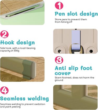 Дитячий комплект столу та стільця, регульований по висоті, для школи та університету, комплект столу та стільця з шухлядою для зберігання речей, ергономічний комплект стільців для роботи з гачком для рюкзака, підходить для дітей від