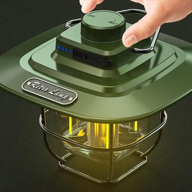 Світлодіодний ліхтар для кемпінгу, ретро кемпінговий ліхтар, світлодіодний ліхтар для намету, акумуляторний портативний акумулятор, водонепроникний, безперервного затемнення для кемпінгу, намету, походів, риболовлі (чорний)