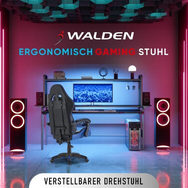 Ігрове крісло Walden Ергономічне офісне крісло Ігрове крісло Спинка сидіння Регульована висота поворотного крісла Гоночне офісне комп&39ютерне ергономічне крісло для відеоігор (СИНІЙ)