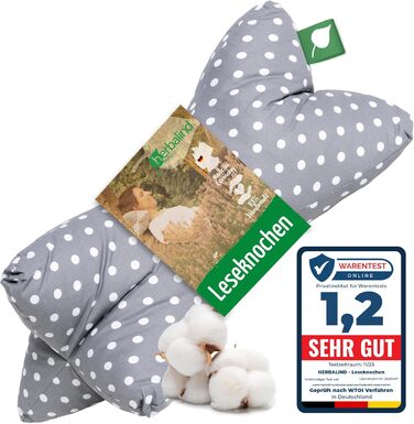 НОВИНКА Подушка для шиї з кісткою для читання, що служить опорою для книги - 40 x 18 см, подушка-підтримка шиї, подушка-книжка-планшет - 100 бавовна, універсальна подушка-планшет - сіра