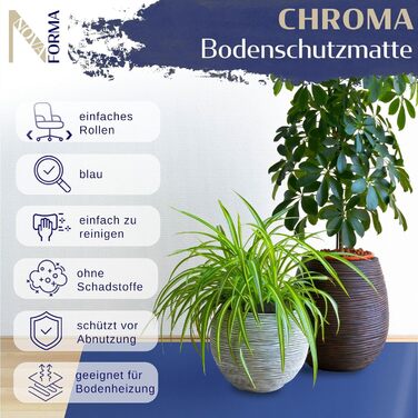 Захисний килимок для твердих підлог NOVA FORMA Chroma - кольоровий килимок для офісних крісел виготовлений з міцного, нековзного пластику PE без BPA - захищає від подряпин та зносу - 116x150 см, синій