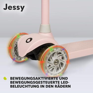 Дитячий триколісний самокат LIONELO Jessy Premium, для дітей від 3 років до 50 кг, 56 x 26 x 60-80 см, Рожевий