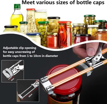 Набір з 2 відкривачів для банок, відкривачок для кришок з нержавіючої сталі, ручний відкривач для банок з гвинтовими кришками, регульований відкривач для літніх людей з артритом