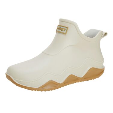 Гумові чоботи BILIKEYU для жінок та чоловіків, плоскі, нековзні, водонепроникні гумові чоботи для роботи, риболовлі, миття автомобіля, кухні, гумові чоботи, короткі чоботи, розмір 43, бежевий