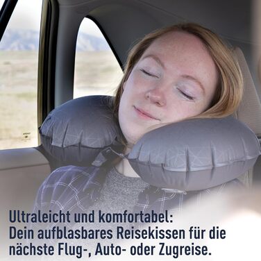 Подушка для підтримки попереку Aeros преміум-класу - Надувна опорна подушка - Полегшення для попереку - Тканина 50D поліестер - Компактна дорожня сумка - Робота, подорожі та поїздки на машині - Сірий - 70 г сірий