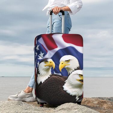Чохол для валізи Орел і американський прапор, міцний захист для багажу розміру XL (для валіз 45,7 - 81,3 см), чорний