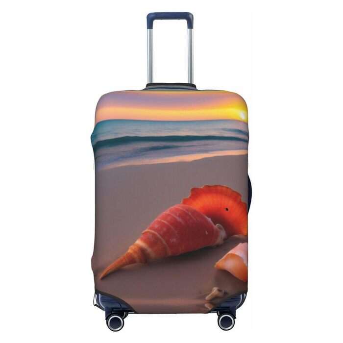 Чохол для валізи Захід Сонця на Морському Узбережжі, міцний захист для багажу, підходить для валіз розміром 45.7-81.3 см, Чорний, Великий розмір