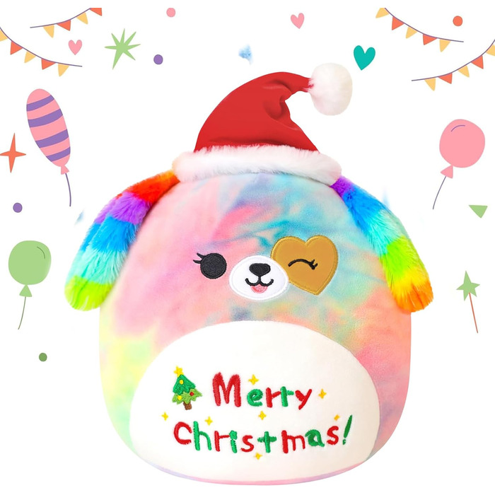 Веселого Різдва м&39яка іграшка 10&39 Різдвяна райдужна собака м&39які іграшки милі плюшеві подушки плюшеві для дітей дівчинка хлопчик 25 см різдвяний собака 25 см