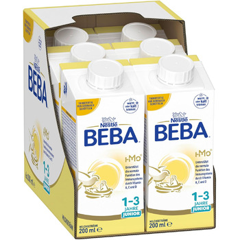 Готовий до вживання молочний напій BEBA Junior 1-3 роки, дитяче харчування з HMO 2&39-FL, без пальмової олії, 6 шт. (6 x 200 мл)