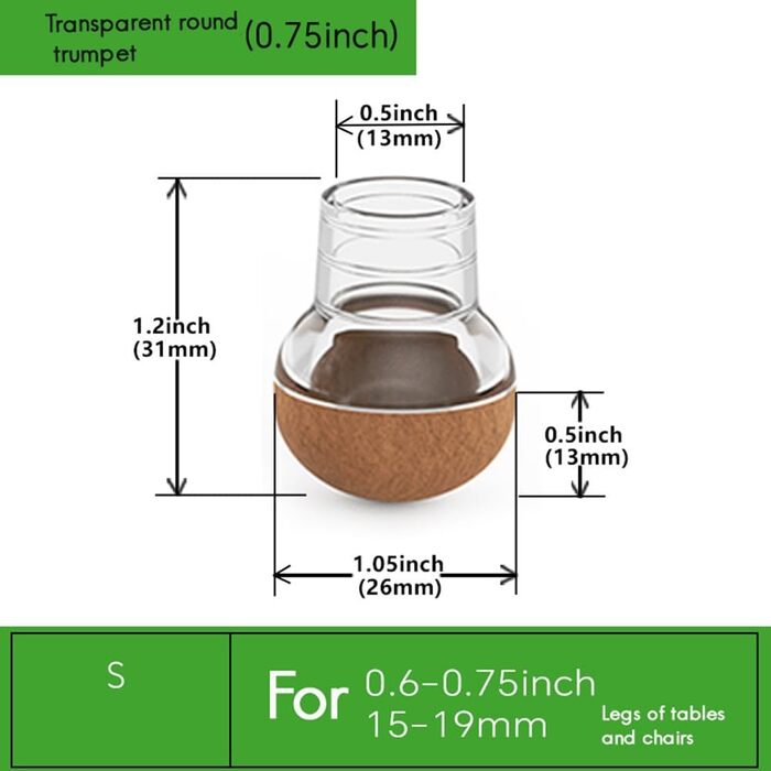 Захисні накладки на ніжки стільців для паркетної підлоги з повстяними ковзаннями для захисту ніжок стільців дерев'яних меблів, 24 шт. и, S