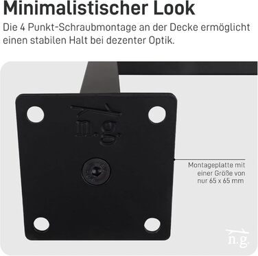 Прямокутна вішалка для одягу Легке настінне кріплення Гардеробна штанга в індустріальному стилі Металева вішалка для одягу чорного кольору Система гардеробів своїми руками Настінна шафа 90x30 см (Г30 x Ш90 см) Чорна