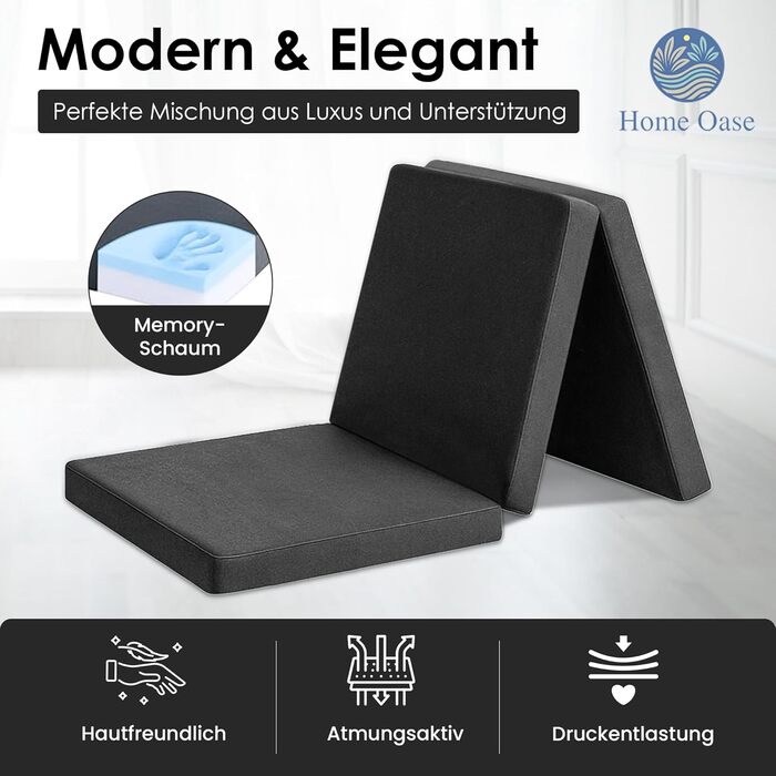 Гостьовий матрац 190x60x7 см Складаний матрац для гостей, кемпінгу, подорожей Компактний, зручний, портативний Зі знімним чохлом, який можна прати