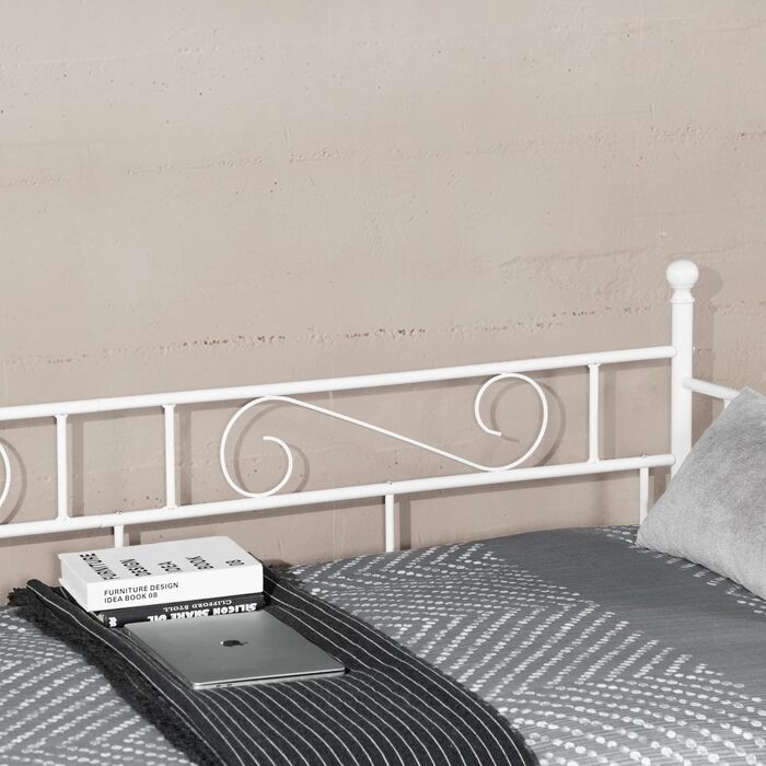 Каркас ліжка-кушетки 90x200 см, металеве водонепроникне сімейне ліжко, гостьове ліжко, металеве ліжко, дитяче ліжко, односпальне ліжко, диван-ліжко, підходить для спальні-вітальні, білий колір 90 x 200 см