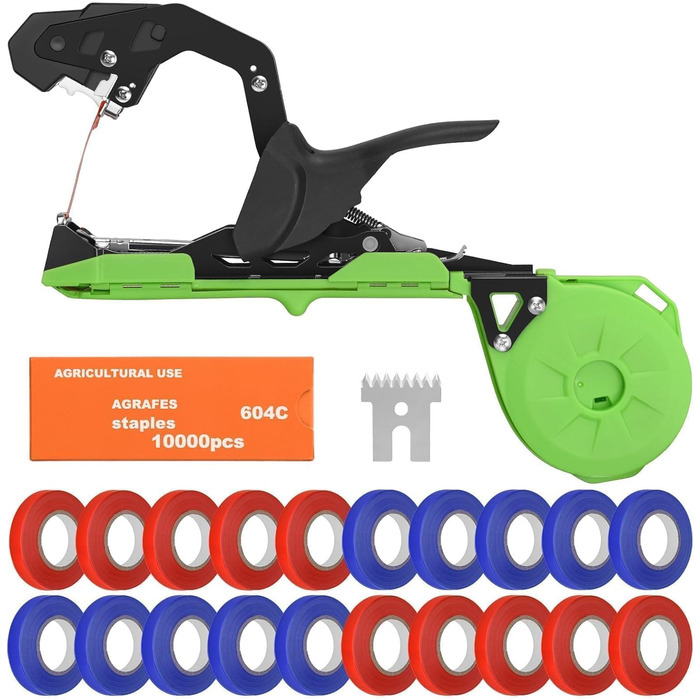 Плоскогубці для обв&39язування рослин, машина для обв&39язування рослин, обв&39язки для рослин, опора для шпалери, садовий інструмент, інструмент для обв&39язування помідорів, огірків, фруктових дерев, винограду, зі степлером, рулони зеленої стрічки