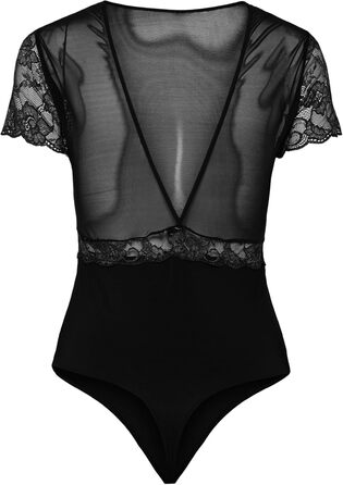 Боді PIECES жіноче, мереживне, чорне, M