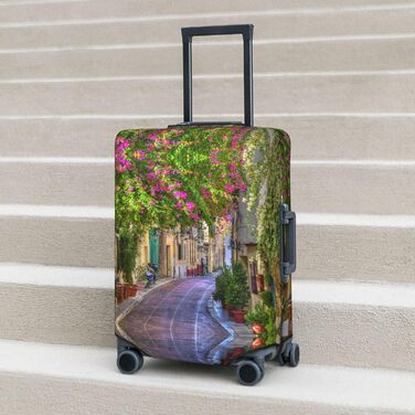 Чохол для валізи Весняний сад з принтом, еластичний захист від подряпин та пилу, чорний, розмір 95