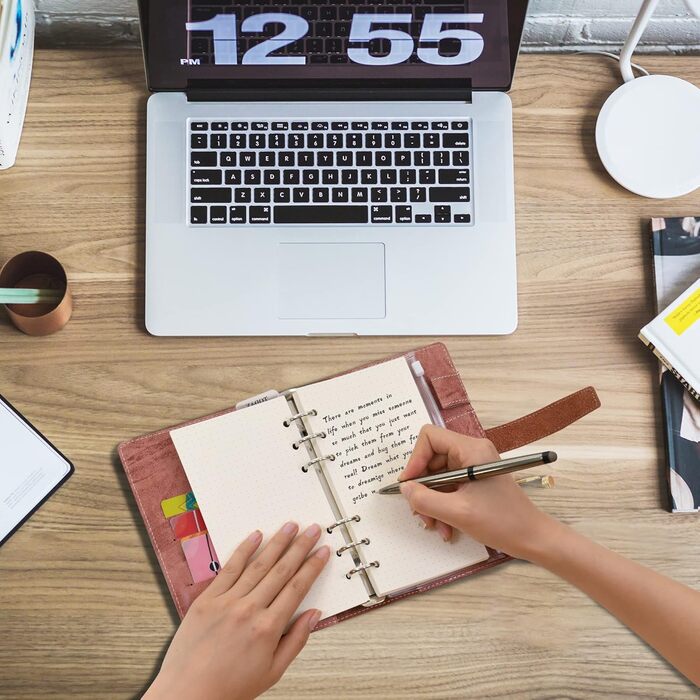 Папка-органайзер для щоденника Wonderpool A6 зі шкіри - багаторазовий крапчастий папір з кільцем та кількома кишенями для бізнесу, навчання, подорожей (A6, коричневий) A6 коричневий