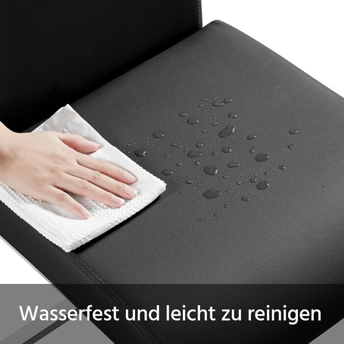 Обідні стільці Yaheetech, комплект з 2 шт. , консольні обідні стільці, вантажопідйомність 135 кг, чорна штучна шкіра, комплект з 2 шт.