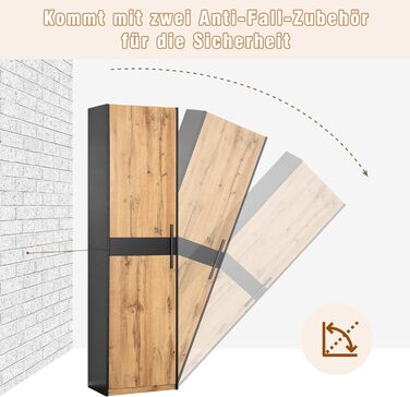 Шафа для одягу 4 предмети з дзеркалом і лавкою, Шафа для одягу, Меблі для гардеробу, Стильна компактна шафа для одягу з 4 гачками,