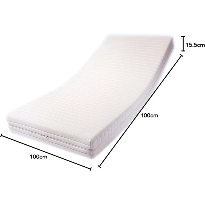 Зонний ортопедичний матрац з холодної піни (100x200) x серцевина приблизно 15,5 см зі стьобаним чохлом подвійного в&39язання, товщиною приблизно 16 см. Жорсткість H2,5 (до приблизно 110 кг). Q означає якість. Зроблено в Німеччині. 100 x 200 см, 9-