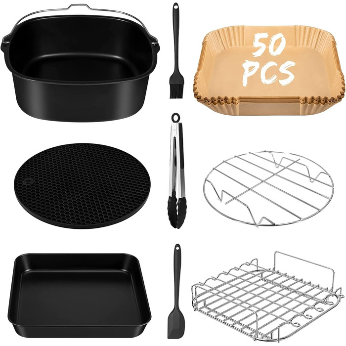 Аксесуари для фритюрниці, Аксесуари для фритюрниці з 9 предметів, Набір аксесуарів для фритюрниці, Аксесуари для фритюрниці, Аксесуари для фритюрниці з гарячим повітрям для фритюрниці 5.5 л